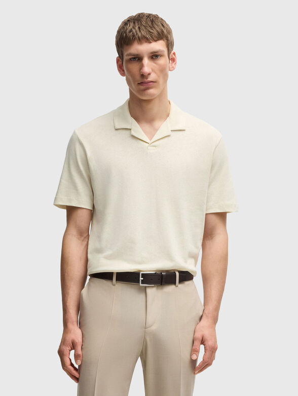 Cotton polo shirt with side slits - 1