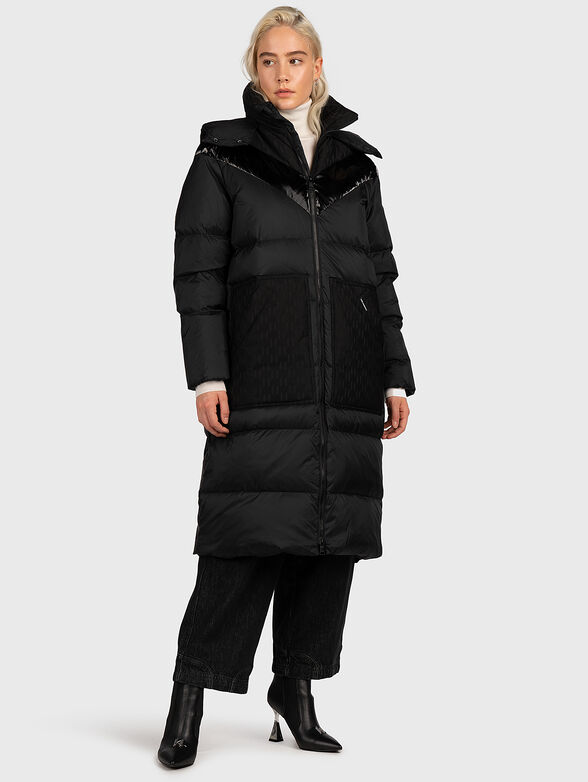 Long padded jacket with monogram logo accents - 1