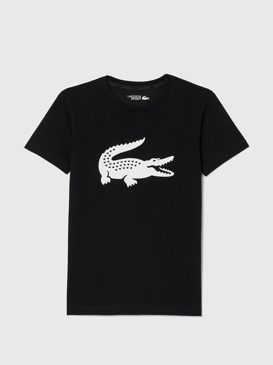 Черна тениска с контрастен принт  - 1