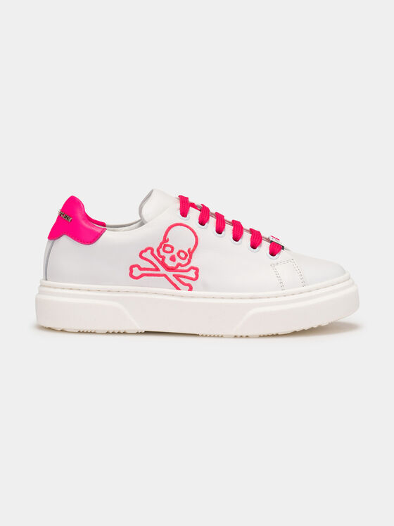 Leather sneakers with accents in fuxia color - 1