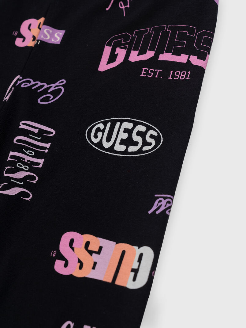Black leggings with logo accent and multicolor print - 3
