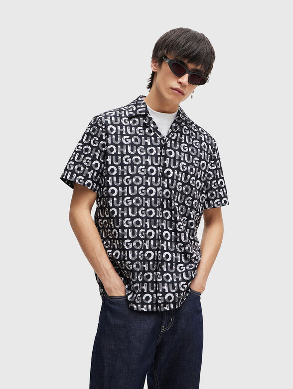 ELLINO cotton shirt with monogram logo print - 1