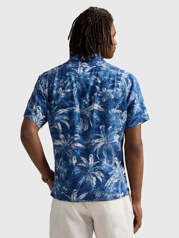 Linen shirt with tropical print - 3