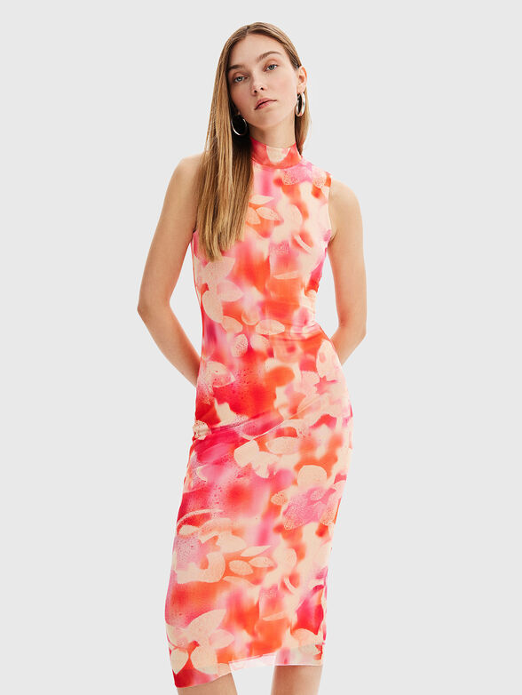 Midi dress with contrast print  - 3