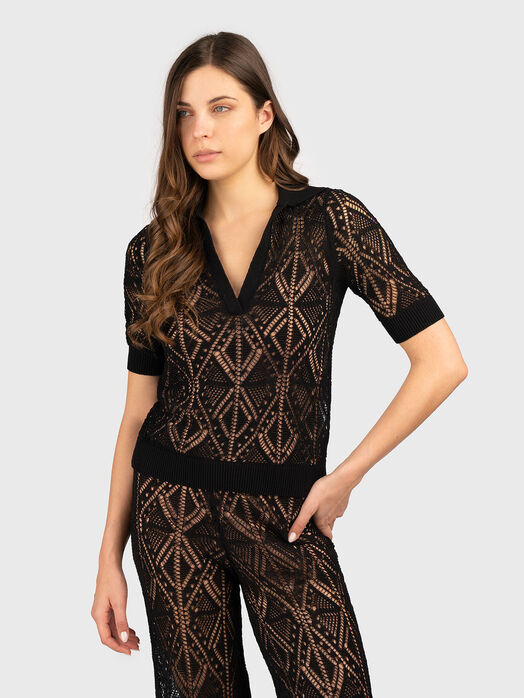 Cotton blouse with sheer effect