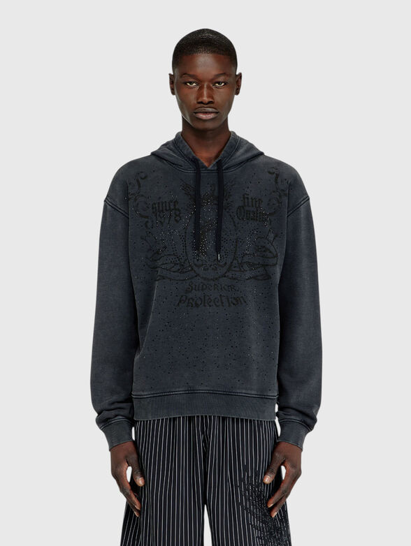 Cotton sweatshirt with rhinestone - 1