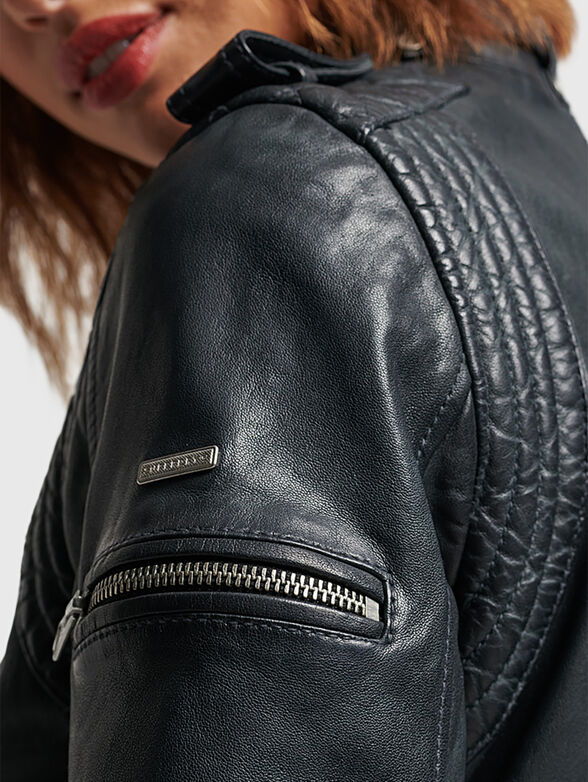 Leather biker jacket  - 4