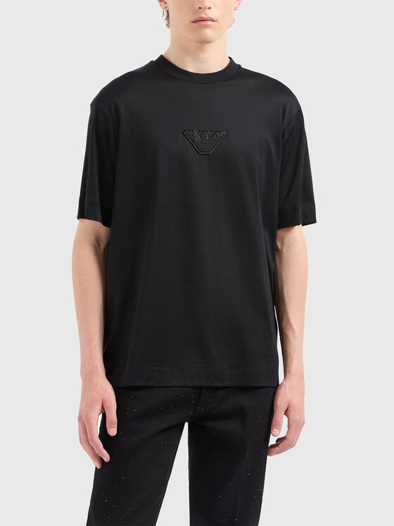 Тениска с лого и апликирани кристали - 1