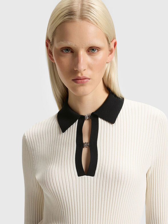 Ribbed sweater with classic collar - 4