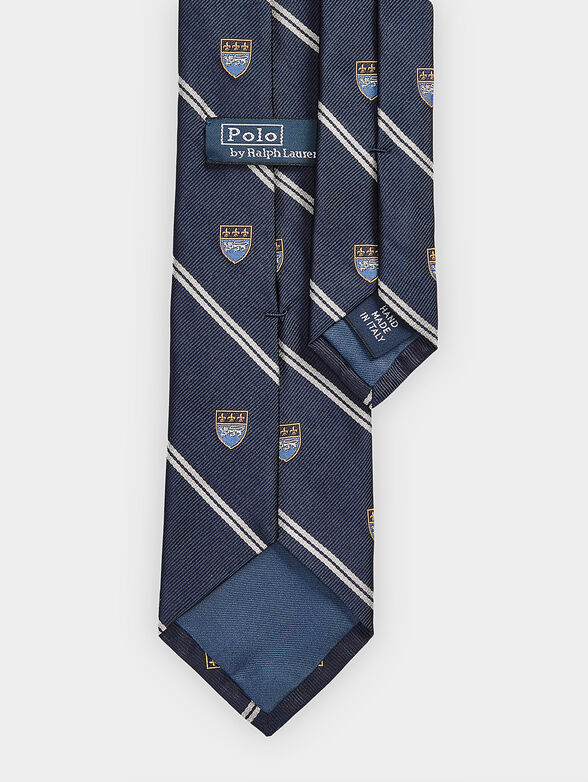 Crest embroidered silk tie - 2
