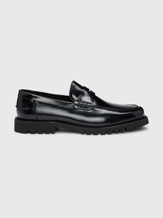 Black leather loafers - 1