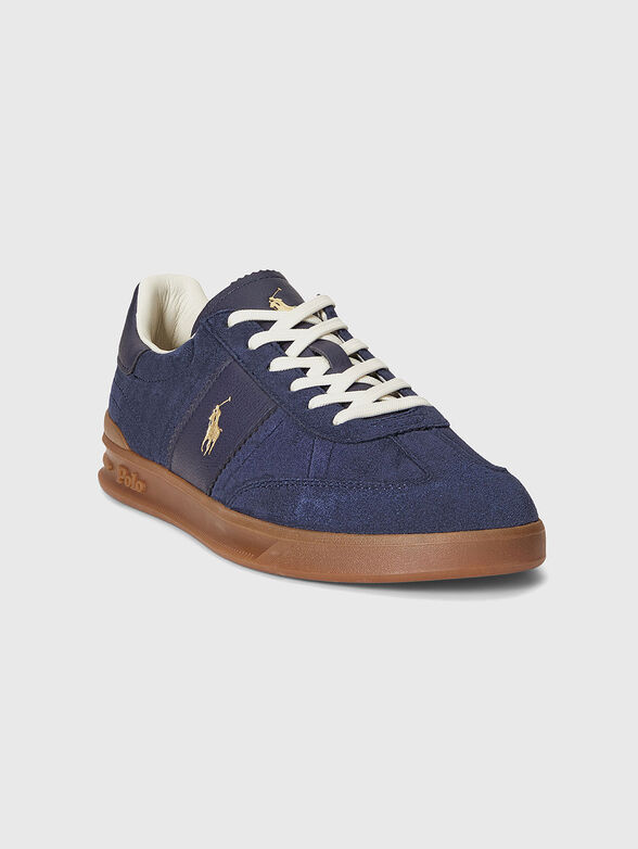 Sports shoes in suede and leather with logo - 2