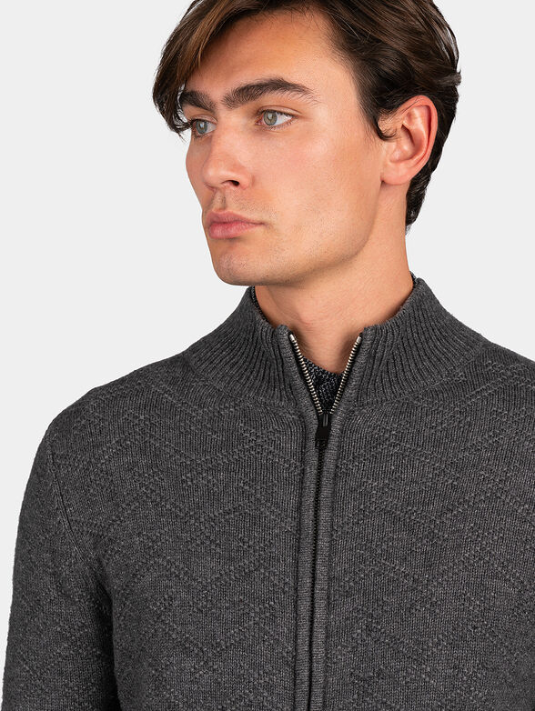 Cardigan with zipper in gray color - 2