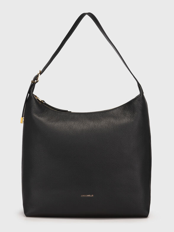 Black leather bag with grainy texture - 1