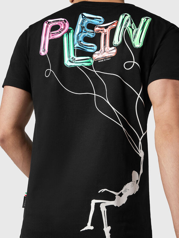 Black T-shirt with art logo print on the back - 3