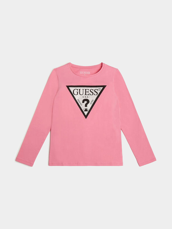 Black blouse with long sleeve and logo print - 1