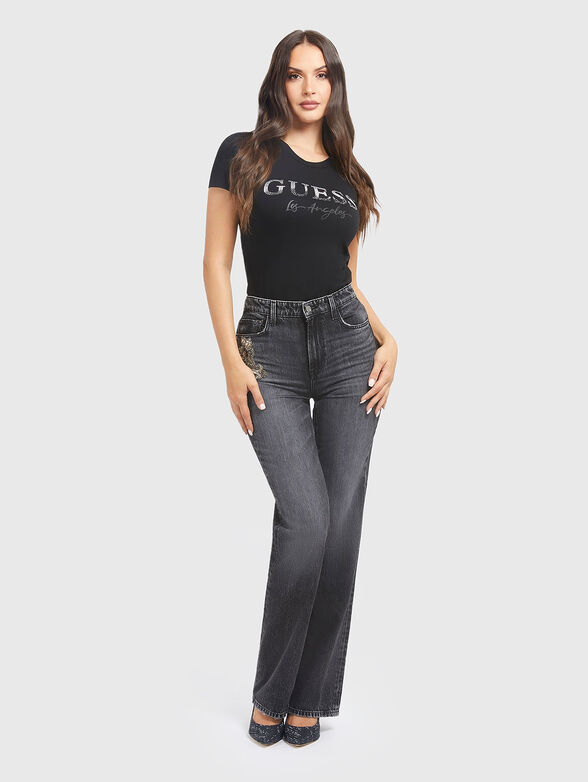 Cotton T-shirt in black color - 2