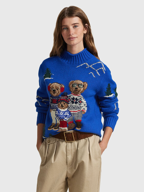 Blue unisex sweater with Polo Bear motif - 4