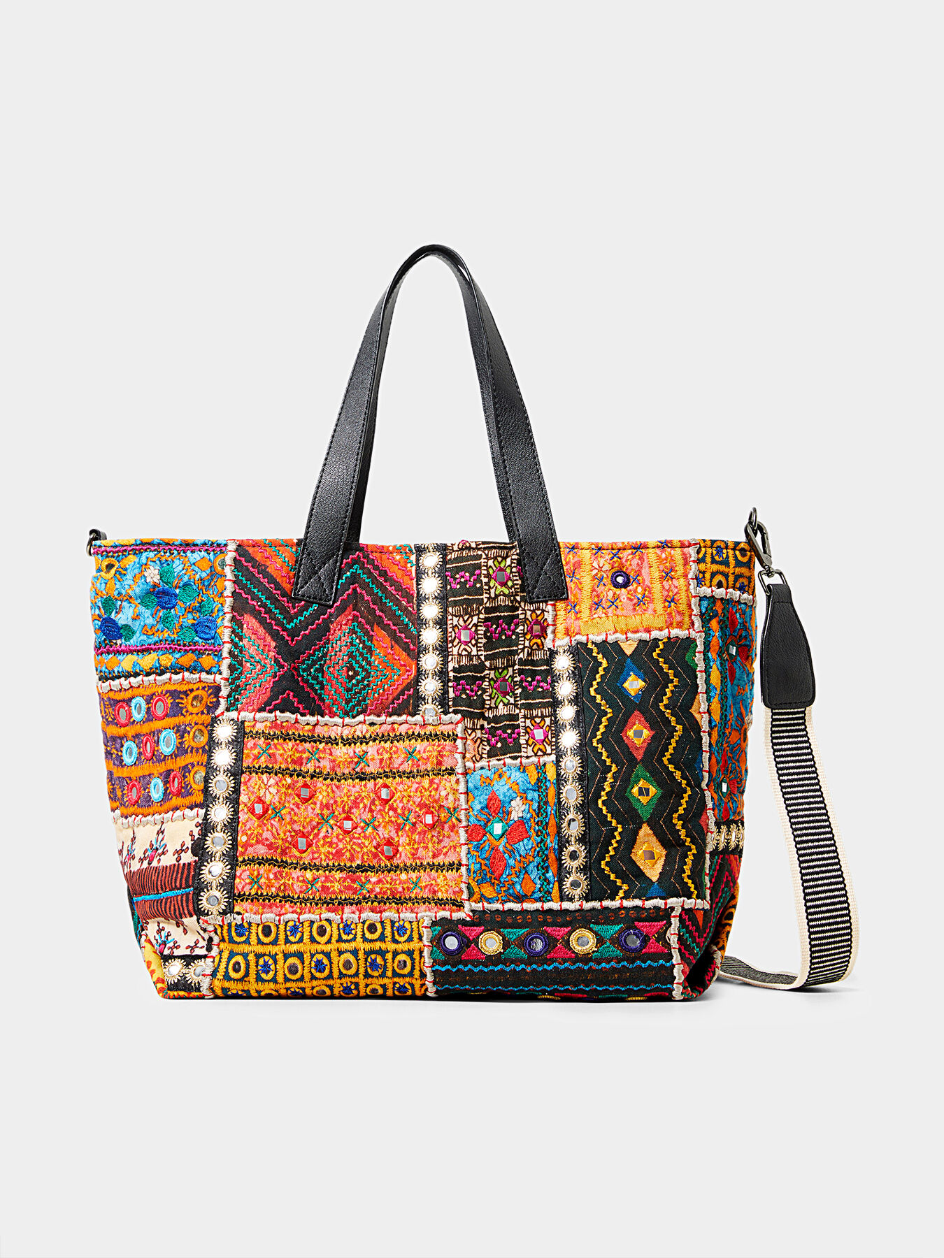 Shopping bag with embroidered ethno details brand DESIGUAL Globalbrandsstore en
