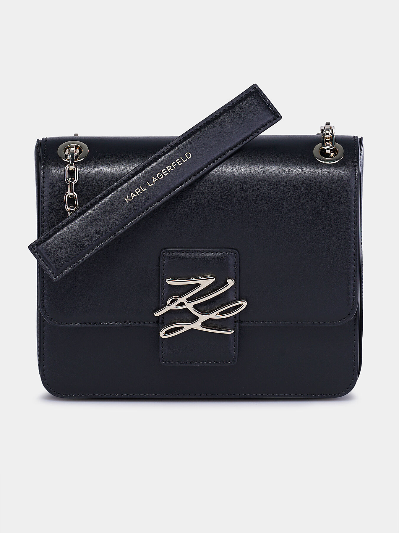K/AUTOGRAPH Black leather shoulder bag brand Karl Lagerfeld