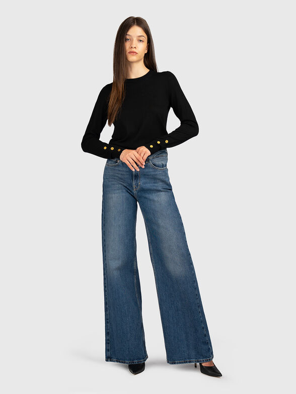 Wool sweater with accent sleeves - 2