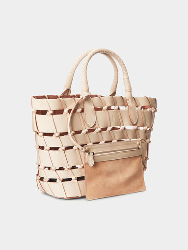 Leather bag with knitted motifs - 5