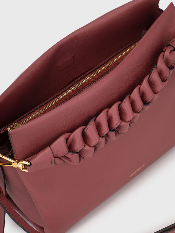 Black leather bag with knitted handle - 6
