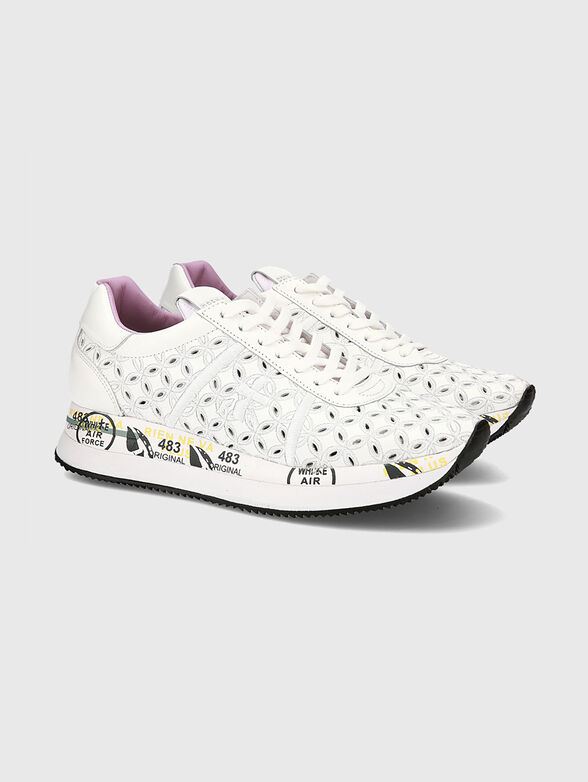 CONNY leather sneakers with perforated texture - 4