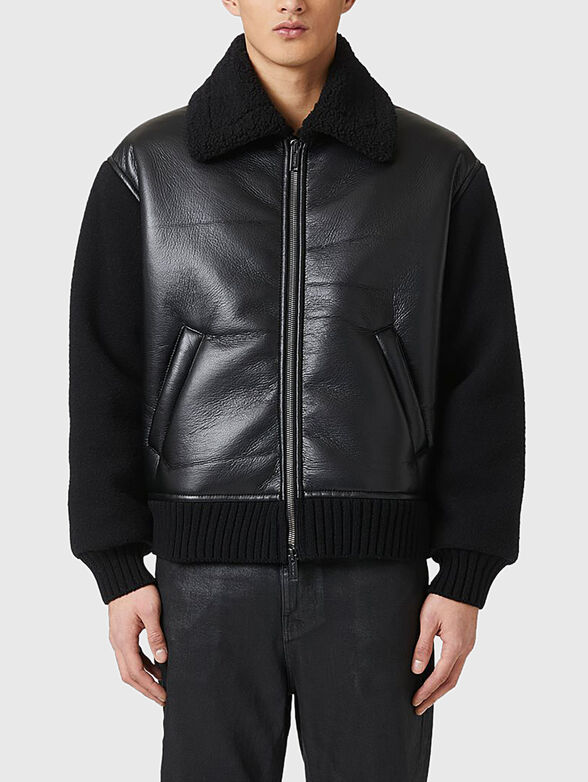 Black eco leather bomber jacket - 1