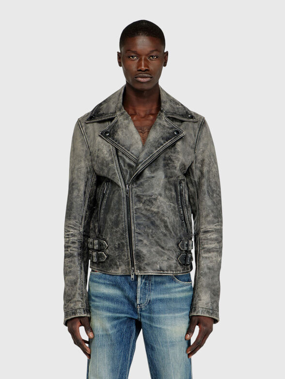 Leather biker jacket - 1