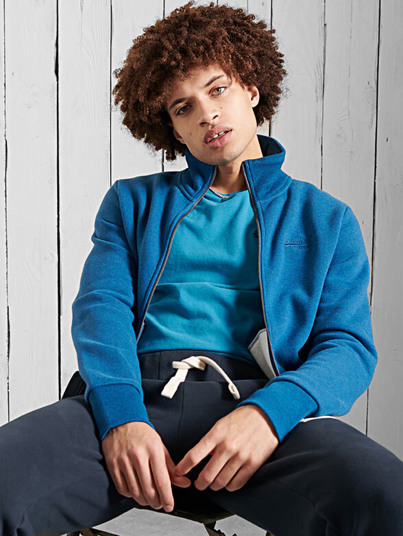 ORANGE LABEL blue high collar sweatshirt - 3