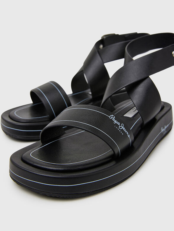 SUMMER LOGY black eco leather sandals - 3