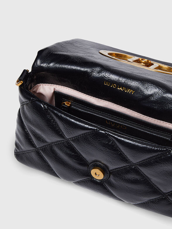 Black quilted bag with logo  - 6