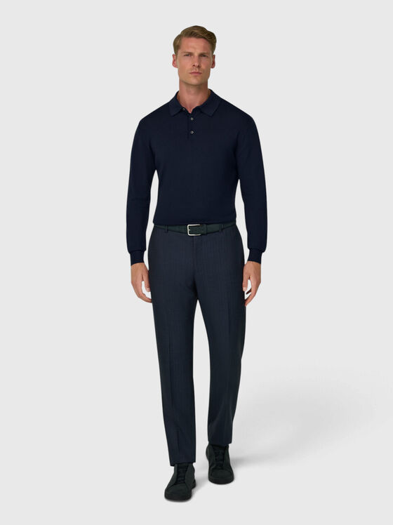 Navy wool polo-shirt - 1