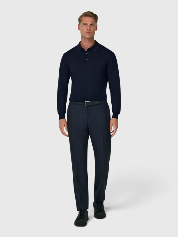 Navy wool polo-shirt - 1