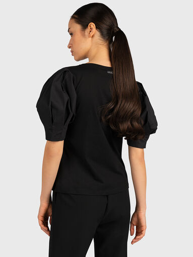 Black blouse with puff sleeves - 3