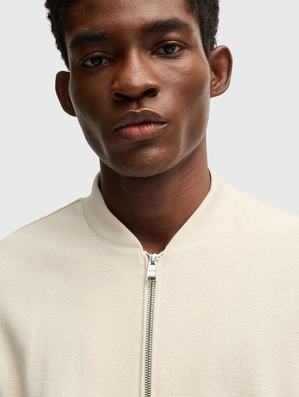 Cotton and linen zip sweatshirt - 4