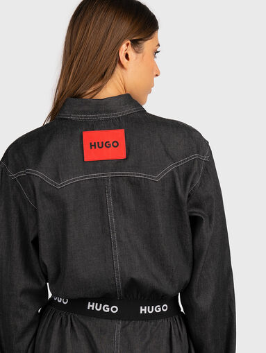 Denim dress with logo waistband - 3