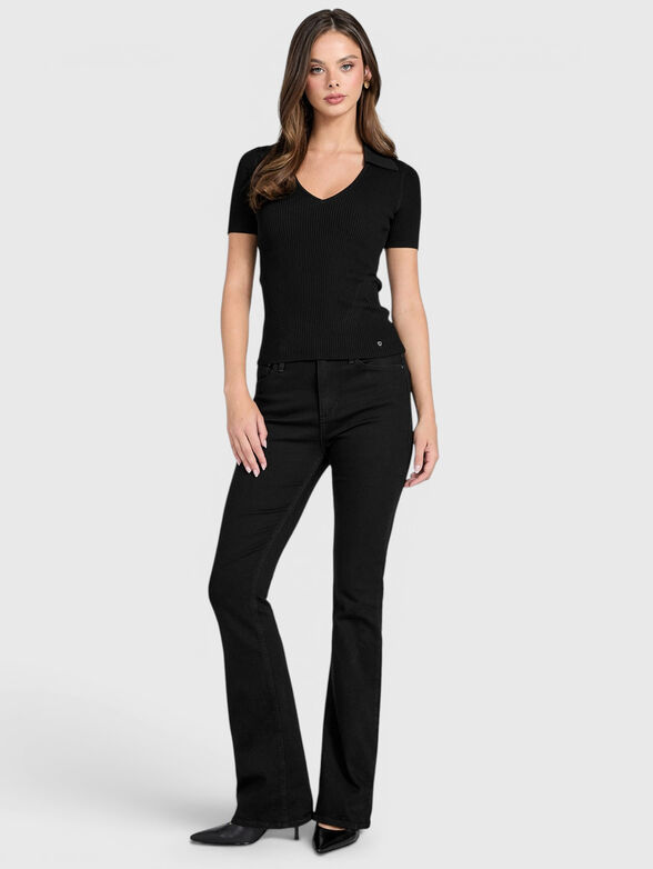 Short sleeved blouse with a collar - 2