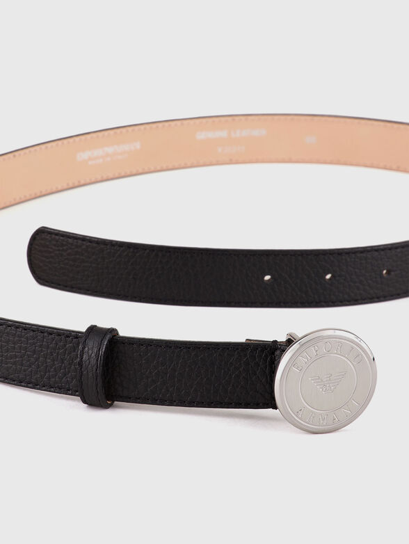 Leather belt with logo buckle - 2