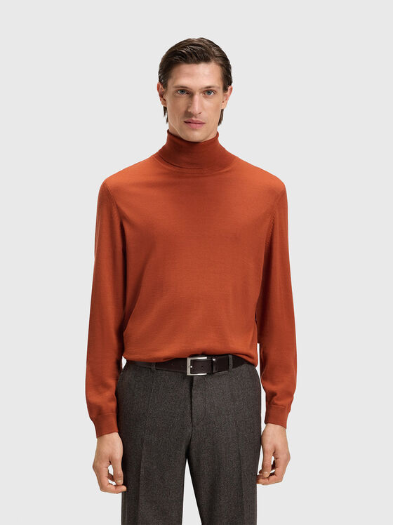 MUSSO-P polo neck slim sweater in gray color - 1