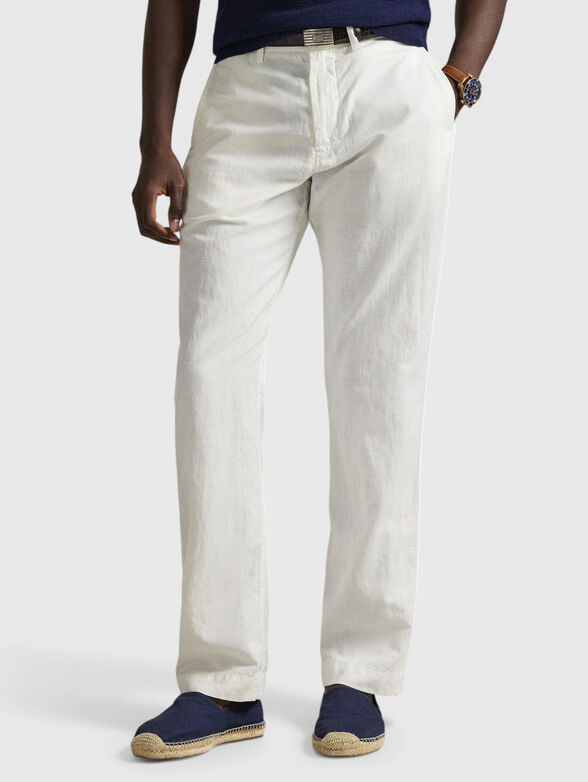 Straight-leg cotton and linen pants - 1