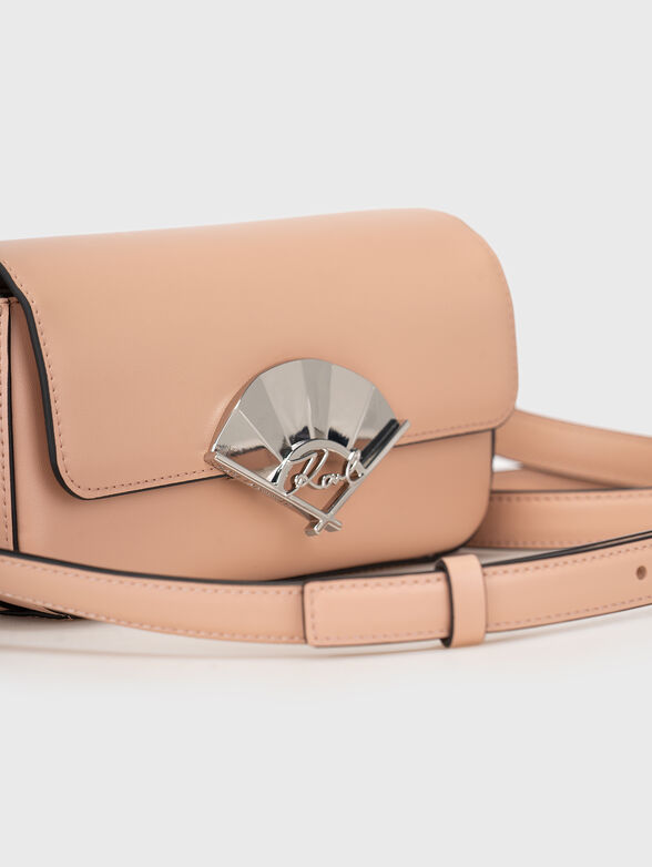 K/SIGNATURE beige leather bag with logo accent - 4