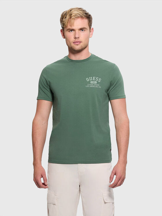 Памучна тениска с лого принт - 1