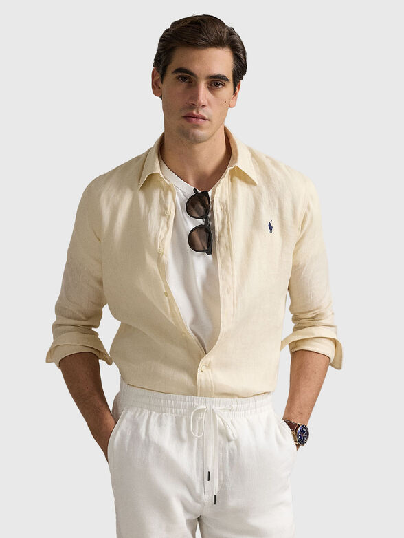 Linen shirt with logo embroidery - 1