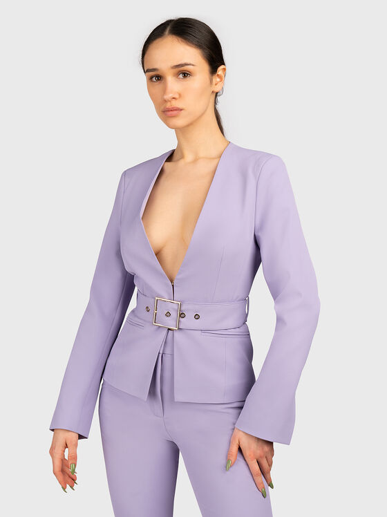 Belted blazer in purple - 1