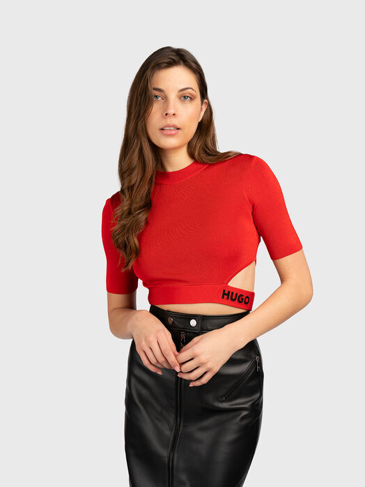 Cropped viscose blend top