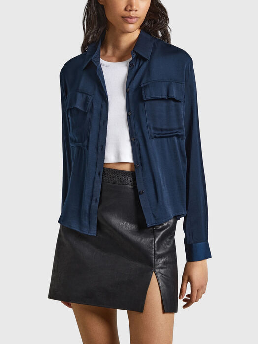 Dark blue satin shirt