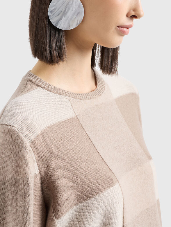 Check wool and cashmere sweater - 4
