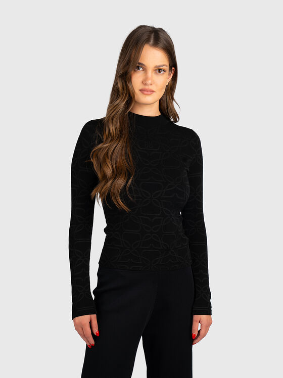 Пуловер с флорална бродерия - 1